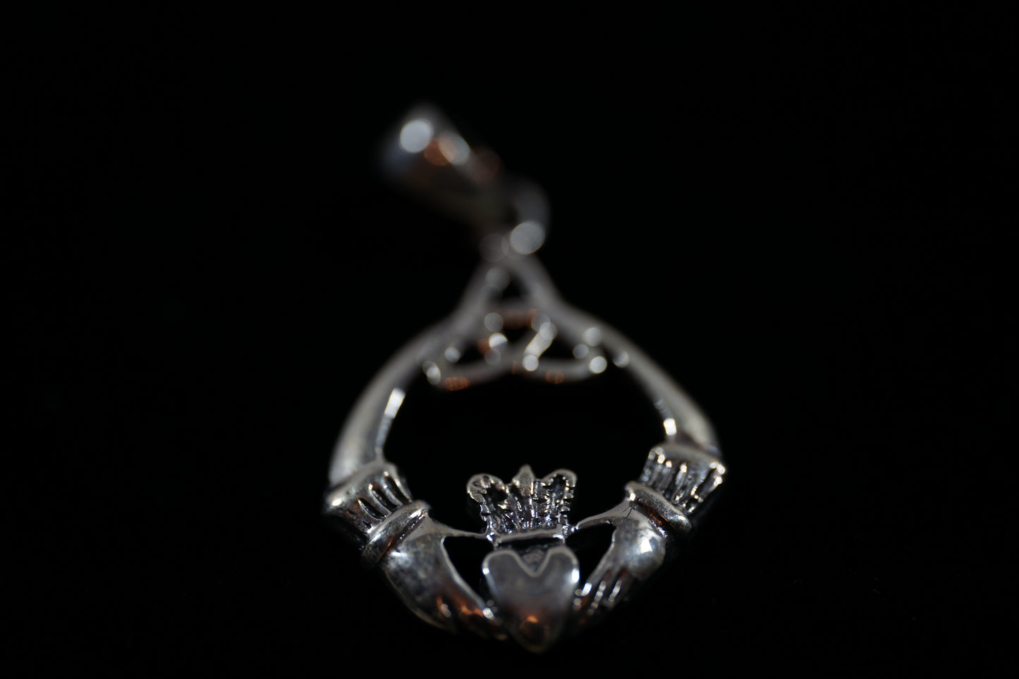 Claddagh & Celtic Knot Silver Pendant